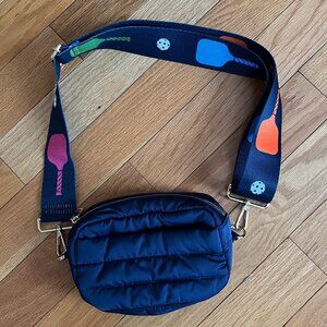 Ahdorned Quilted Puffer Crossbody Bag with Pickleball Strap